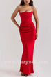 Margovil Strapless Ruched Satin Splice Bodycon Maxi Dress(in 5 Colors!)