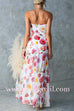 Strapless Floral Print Splice Flare Maxi Dress