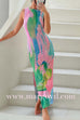 Margovil Sleeveless Side Slit Open Back Colorful Print Maxi Dress