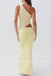 Margovil One Shoulder Cut Out Waist Bodycon Maxi Dress