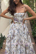 Margovil Spaghetti Strap Floral Print Bustier A-line Maxi Dress