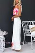 One Shoulder Sleeveless Crop Top Wide Leg Pants Printed Set