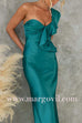 Ruffle One Shoulder Sleeveless Maxi Satin Dress