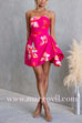 Strapless Floral Print A-line Mini Dress