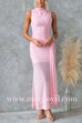 Mockneck Sleeveless Drape Front Maxi Dress
