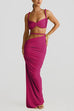 Margovil Crop Cami Top and Cut Out Ruched Maxi Skirt Set