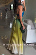 Margovil Sleeveless Cut Out Back Lace-up Gradient Pleated Maxi Dress