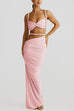 Margovil Crop Cami Top and Cut Out Ruched Maxi Skirt Set