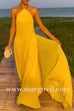 Margovil Chain Halter Open Back Maxi Swing Dress