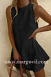 Margovil Crewneck Sleeveless Cotton Linen Dress