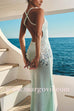 V Neck Sleeveless Open Back Knit Maxi Dress with Sequin