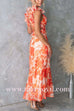 V Neck Back Lace-up Ruffle Trim Floral Print Maxi Dress