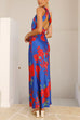 One Shoulder Back Cut Out Floral Print Satin Maxi Dress