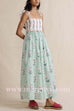 Margovil Tie Shoulder Back Lace-up Striped Floral Maxi Cami Dress