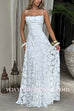 Margovil Spaghetti Strap Backless Lace-up Jacquard Maxi Dress