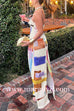 Strapless Cut Out Back Slit Printed Maxi Dress