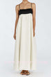 Margovil Backless Color Block Splice Swing Maxi Cami Dress