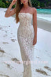 Margovil Strapless Lace Hollow Out Bodycon Maxi Dress