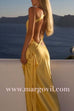 Margovil One Shoulder Open Back Tie Knot Satin Maxi Dress