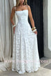Margovil Spaghetti Strap Backless Lace-up Jacquard Maxi Dress