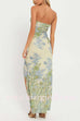 Margovil Strapless Ruffle Slit Floral Print Maxi Dress