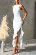 Sleeveless Lace-up Backless Ruffle Hem Slit Maxi Dress