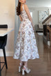 Margovil Bow Shoulder Back Lace-up Floral Print Midi Cami Dress