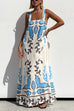 Margovil Square Neck Tie Knot Backless Printed Maxi Cami Dress