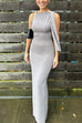 Margovil Elegant Sleeveless Tie Shoulder Bodycon Maxi Dress