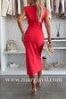 Margovil Crewneck Sleeveless Slit Bodycon Midi Dress