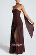 Margovil Strapless Back Lace-up High Slit Splice Maxi Dress