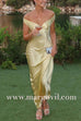 Margovil Off Shoulder Backless Cut Out Satin Maxi Dress