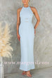 Halter Sleeveless Back Slit Waisted Maxi Dress