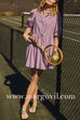 Puff Sleeves Button Up Drawstring Waist Gingham Mini Dress