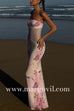 Margovil Strapless Floral Print Mesh Bodycon Maxi Dress