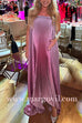 Margovil Strapless Tube Gradient Ombre Satin Maxi Party Dress