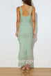 Margovil Sleeveless Cut Out Ruched Ruffle Bodycon Maxi Dress