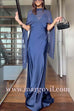 V Neck Spaghetti Strap Backless Satin Maxi Party Dress