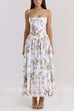 Margovil Spaghetti Strap Floral Print Bustier A-line Maxi Dress