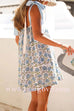 Margovil Striped Tie Shoulder Floral Print Mini Cami Dress