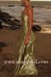 Spaghetti Strap Back Lace-up Satin Maxi Party Dress