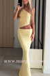 Margovil One Shoulder Cut Out Waist Bodycon Maxi Dress