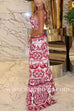 Boho Tile Print Crop Cami Top and Maxi Skirt Set