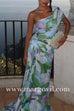 One Shoulder Ruched Floral Print Maxi Party Dress