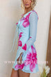 Ruffle Neck Long Sleeves Tie Front Floral Print Mini Dress