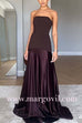 Margovil Strapless Satin Patchwork Flare Maxi Dress