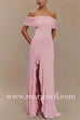 Margovil Off Shoulder Back Cut Out Ruffle Slit Maxi Dress