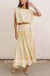 Elastic Waist A-line Flowy Maxi Skirt