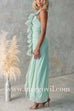 Margovil One Shoulder Slit Ruched Ruffle Mesh Maxi Dress