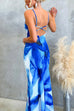 Sleeveless Open Back Watercolor Floral Bodycon Maxi Dress